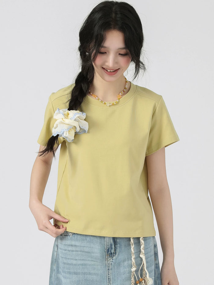 イエローの半袖Tシャツ 着用（正面）