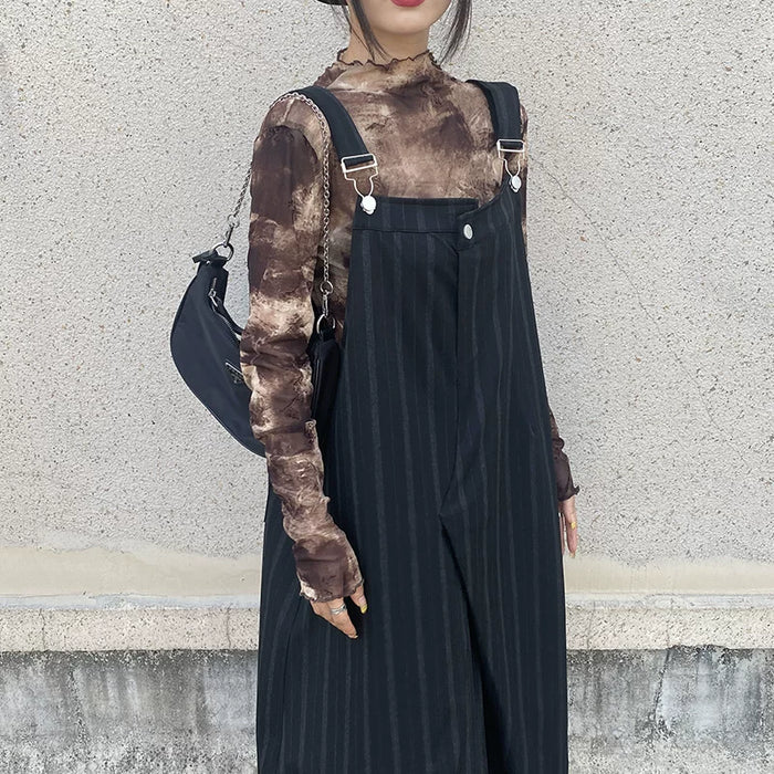グレーの水墨柄メッシュ切り替え長袖Tシャツ 着用 正面