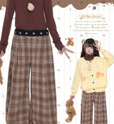 チェック柄 ワイドパンツ 全体