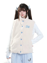 MJMTシリーズ｜リバーシブル 中綿ベスト チェック柄×ボア ピンク スタンドカラー 冬 S/M/L