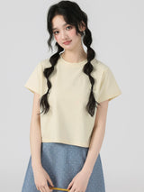 下集シリーズ｜ショート丈 半袖Tシャツ｜正肩 スリム リブ編み 無地 ベージュ/ホワイト/ブラック/ヘザーグレー S〜XL