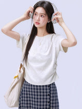 下集シリーズ｜ライトヘザーグレー 無地他 半袖Tシャツ｜正肩 スリム 短め丈 18タイプ S〜XL