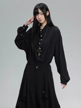 ロング丈 長袖シャツ 着用