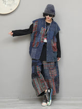 ベストとワイドパンツ 着用 手を広げたポーズ