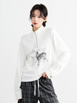 ハーフジップ 長袖Tシャツ 着用 前