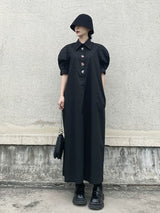 ロングシャツワンピース 着用 カラフルなボタン