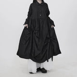 ブラックのシャツワンピース 着用 正面 全身