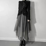フリルジャケット チュールスカート 着用 正面 全身
