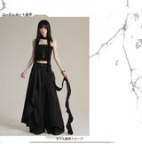 アシンメトリー レイヤード ワイドパンツ ディテール・着用イメージ 1