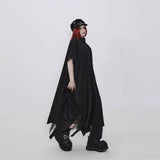 ブラックのシャツ襟ワンピース 着用 サイド