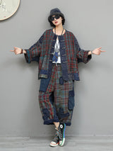 ジャケットとワイドパンツ 着用 斜め