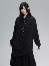 ロング丈 長袖シャツ 斜め