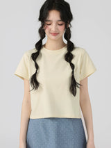 下集シリーズ｜ショート丈 半袖Tシャツ｜正肩 スリム リブ編み 無地 ベージュ/ホワイト/ブラック/ヘザーグレー S〜XL