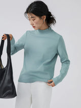 下集シリーズ｜モックネック 長袖Tシャツ｜グレーグリーン 裏起毛 インナーにも レギュラーフィット 6カラー S〜XL