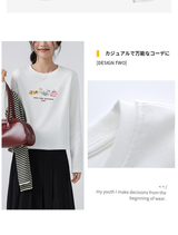 ねこプリント 長袖Tシャツ ディテール・着用イメージ 1