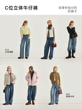 デニムパンツ 着用 脚元アップ