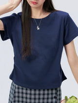 下集シリーズ｜サイドシャーリング 半袖Tシャツ｜正肩 ゆったり 短め丈 3カラー S〜XL