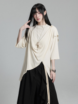 ドレープ アシンメトリー 半袖トップス コーディネート 2
