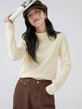 下集シリーズ｜モックネック 長袖Tシャツ｜クリームイエロー 裏起毛 インナーにも レギュラーフィット 6カラー S〜XL
