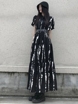 ブラック×ホワイトのロングワンピース 着用 ウエスト