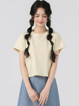 下集シリーズ｜ショート丈 半袖Tシャツ｜正肩 スリム リブ編み 無地 ベージュ/ホワイト/ブラック/ヘザーグレー S〜XL
