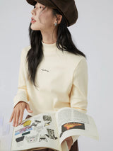 下集シリーズ｜ハイネック 長袖Tシャツ｜裏起毛 インナーにも レギュラーフィット ベージュ他2色 S〜XL