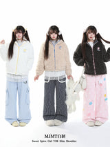 MJMTシリーズ｜くま耳 フード付き ふわふわ 中綿ジャケット ボア 冬 ゆったり S/M/L