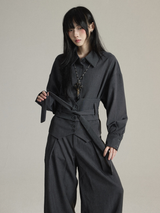 長袖シャツ＆ワイドパンツ セットアップ コーディネート 2