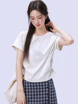 下集シリーズ｜ライトヘザーグレー 無地他 半袖Tシャツ｜正肩 スリム 短め丈 18タイプ S〜XL