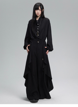 ロング丈 長袖シャツ コーディネート 2