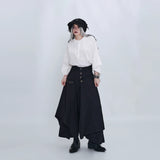 ブラックのスカートパンツ 着用 全身