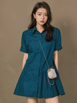 アシンメトリーヘムのワンピース 着用 全身 前から