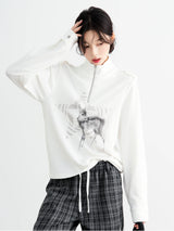 ハーフジップ 長袖Tシャツ 着用 斜め