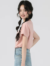 下集シリーズ｜無地 正肩 半袖Tシャツ｜短め丈 コットン ピンク/グリーン/イエロー/ホワイト S〜XL