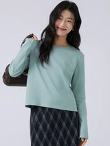 下集シリーズ｜ショート丈 長袖Tシャツ｜グレイッシュグリーン 薄手 インナー向け 綿混 6カラー S〜XL