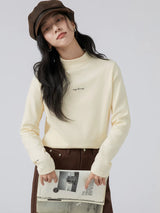 下集シリーズ｜ハイネック 長袖Tシャツ｜裏起毛 インナーにも レギュラーフィット ベージュ他2色 S〜XL