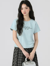 下集シリーズ｜サイドシャーリング 半袖Tシャツ｜リブ編み 短め丈 スリム 無地・プリント・刺繍 16カラー S〜XL