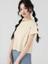 下集シリーズ｜ショート丈 半袖Tシャツ｜正肩 スリム リブ編み 無地 ベージュ/ホワイト/ブラック/ヘザーグレー S〜XL