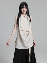 ドレープネックトップス×ティアードワイドパンツ コーディネート 3