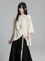 ドレープ アシンメトリー 半袖トップス コーディネート 3