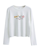 ホワイトの長袖Tシャツ ディテール
