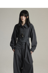 長袖シャツ＆ワイドパンツ セットアップ コーディネート 3