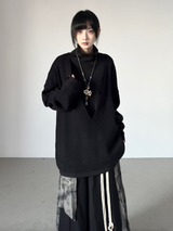 ビッグVネック ウールニット コーディネート 4
