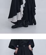 黒×白レイヤードスカート コーディネート 4