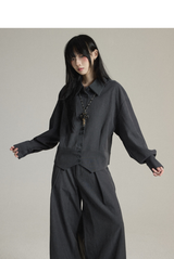 長袖シャツ＆ワイドパンツ セットアップ コーディネート 4