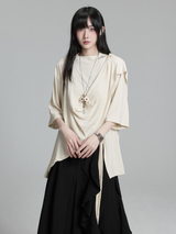 ドレープ アシンメトリー 半袖トップス コーディネート 4