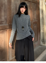 クルーネック ニット長袖Tシャツ コーディネート 4
