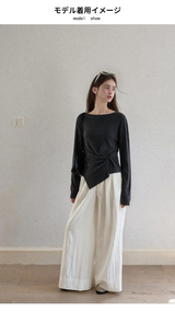 アシンメトリーヘム 長袖Tシャツ ディテール・着用イメージ 7