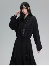 ロング丈 長袖シャツ コーディネート 7