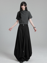 モックネックTシャツ×ワイドパンツ コーディネート 7